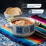 Cargue la imagen en el visor de la galería, Set 4 Pozoleros Chefmaker Mayolica de Cerámica 700 ml Diseño Estilo Talavera Azul y Blanco