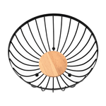 Cargue la imagen en el visor de la galería, Frutero de Metal Francia Chefmaker Cesta Para Frutas Minimalista Acero Inoxidable Con Base de Madera - Chefmaker.com.mx