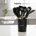 Cargue la imagen en el visor de la galería, Juego de Utensilios de Cocina España Chefmaker 12 piezas Cubiertos de Silicona con Mango de madera - Chefmaker.com.mx