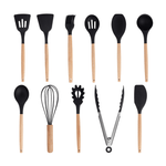 Cargue la imagen en el visor de la galería, Juego de Utensilios de Cocina España Chefmaker 12 piezas Cubiertos de Silicona con Mango de madera - Chefmaker.com.mx
