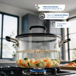 Cargue la imagen en el visor de la galería, Olla de Vidrio Borosilicato Chefmaker Alba 2.5 L con Tapa – Negro - Chefmaker.com.mx