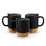 Cargue la imagen en el visor de la galería, Set de 3 CORK MUGS Chefmaker de Cerámica con Corcho 300ml y tapa - Chefmaker.com.mx