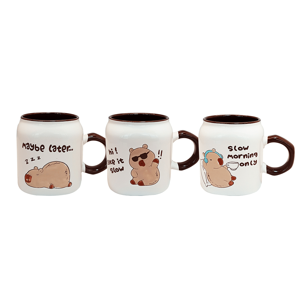 Set De 3 Taza Capibara Lux Chefmaker de Cerámica Grabado 428ml - Chefmaker.com.mx