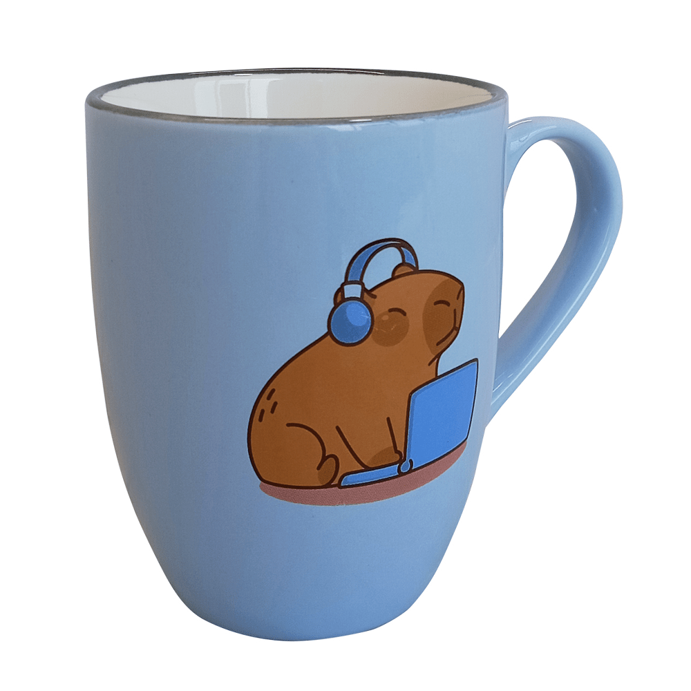 Set De 4 Taza CAPIBARA - SETAZ Chefmaker de Cerámica Grabado 350ml Azul - Chefmaker.com.mx