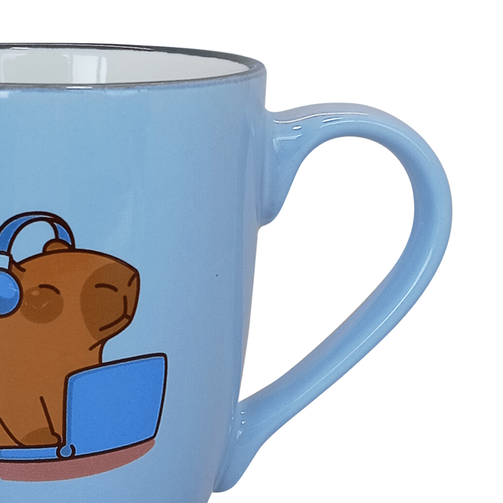 Set De 4 Taza CAPIBARA - SETAZ Chefmaker de Cerámica Grabado 350ml Azul - Chefmaker.com.mx