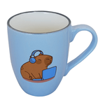 Cargue la imagen en el visor de la galería, Set De 4 Taza CAPIBARA - SETAZ Chefmaker de Cerámica Grabado 350ml Azul - Chefmaker.com.mx