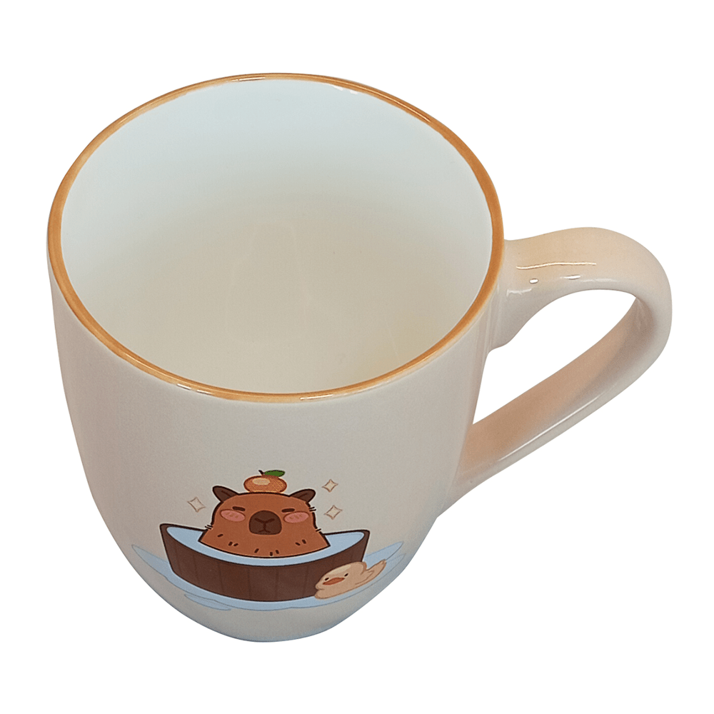 Set De 4 Taza CAPIBARA - SETB Chefmaker de Cerámica Grabado 350ml Beige - Chefmaker.com.mx