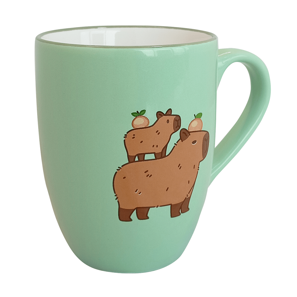 Set De 4 Taza CAPIBARA - SETM Chefmaker de Cerámica Grabado 350ml Menta - Chefmaker.com.mx