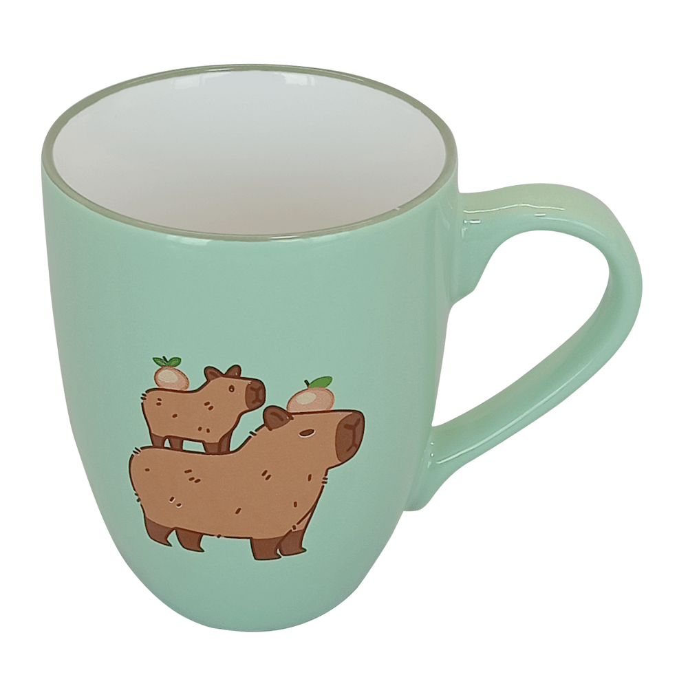 Set De 4 Taza CAPIBARA - SETM Chefmaker de Cerámica Grabado 350ml Menta - Chefmaker.com.mx