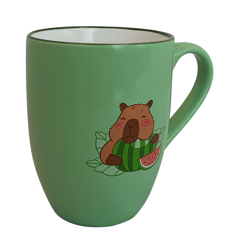 Set De 4 Taza CAPIBARA - SETV Chefmaker de Cerámica Grabado 350ml Verde - Chefmaker.com.mx
