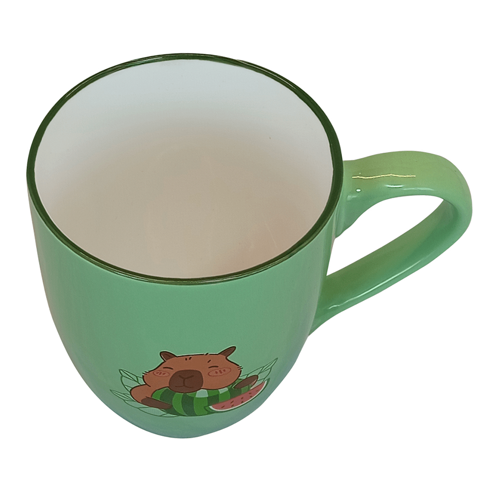 Set De 4 Taza CAPIBARA - SETV Chefmaker de Cerámica Grabado 350ml Verde - Chefmaker.com.mx