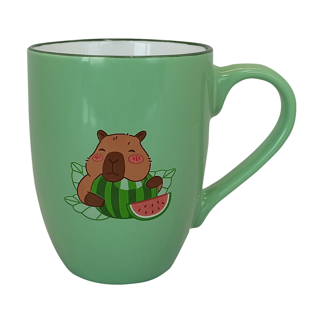 Set De 4 Taza CAPIBARA - SETV Chefmaker de Cerámica Grabado 350ml Verde - Chefmaker.com.mx