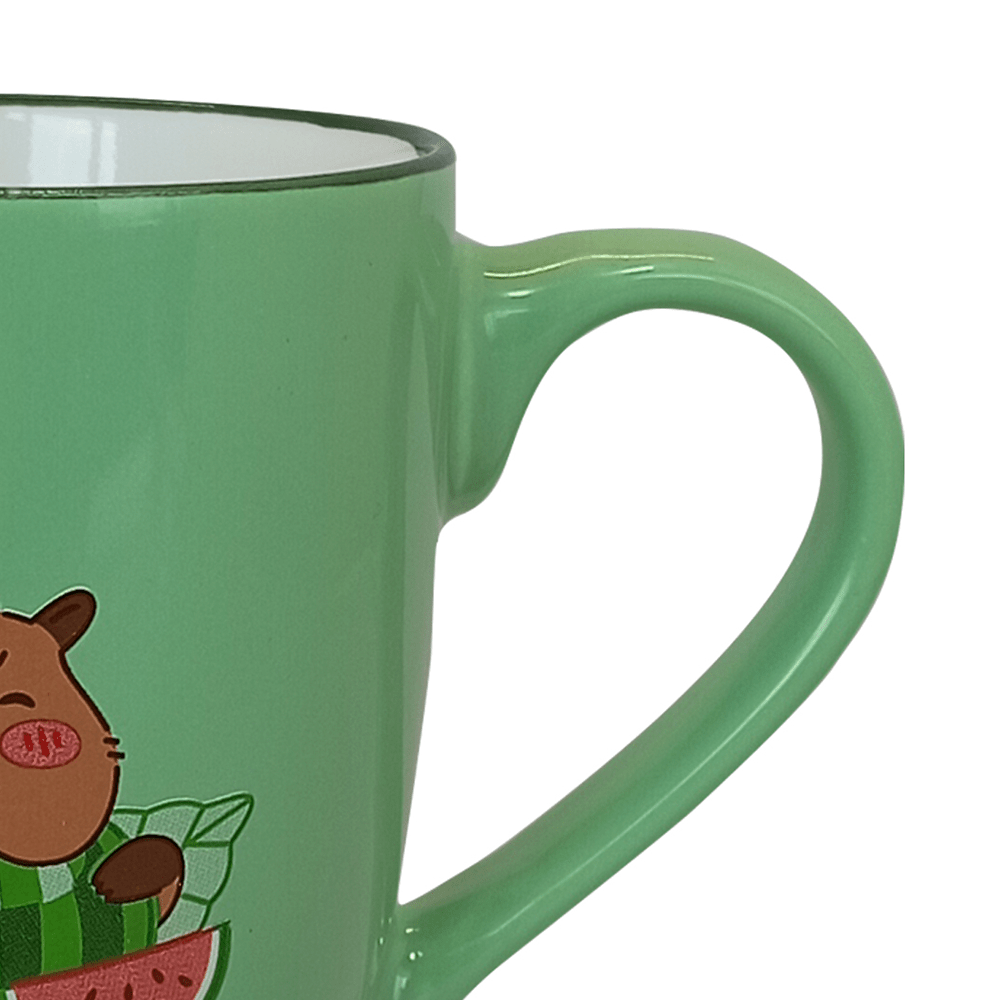 Set De 4 Taza CAPIBARA - SETV Chefmaker de Cerámica Grabado 350ml Verde - Chefmaker.com.mx