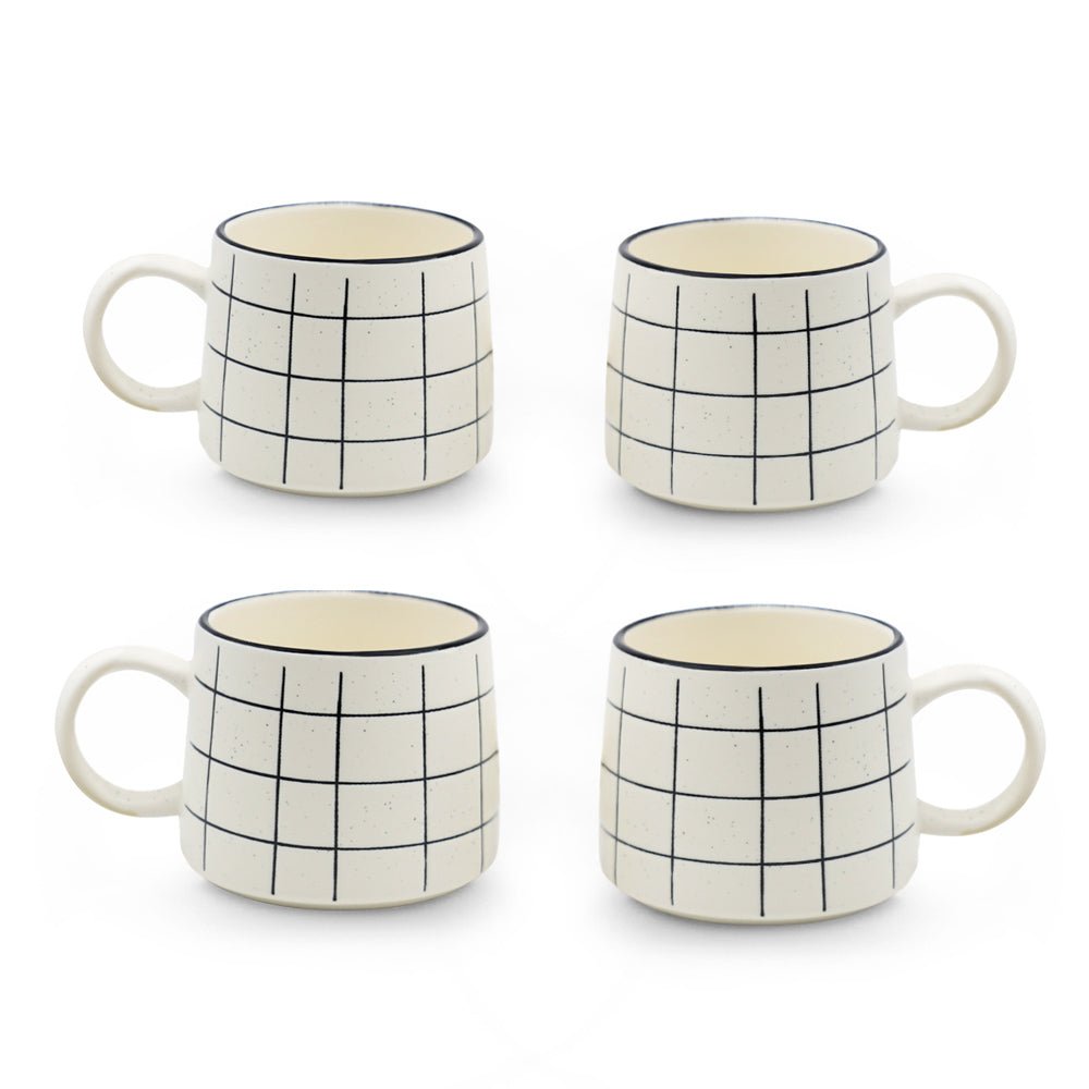 Set de 4 Taza DALMATA DR - SET Chefmaker de Cerámica Grabado 400ml Rayas - Chefmaker.com.mx