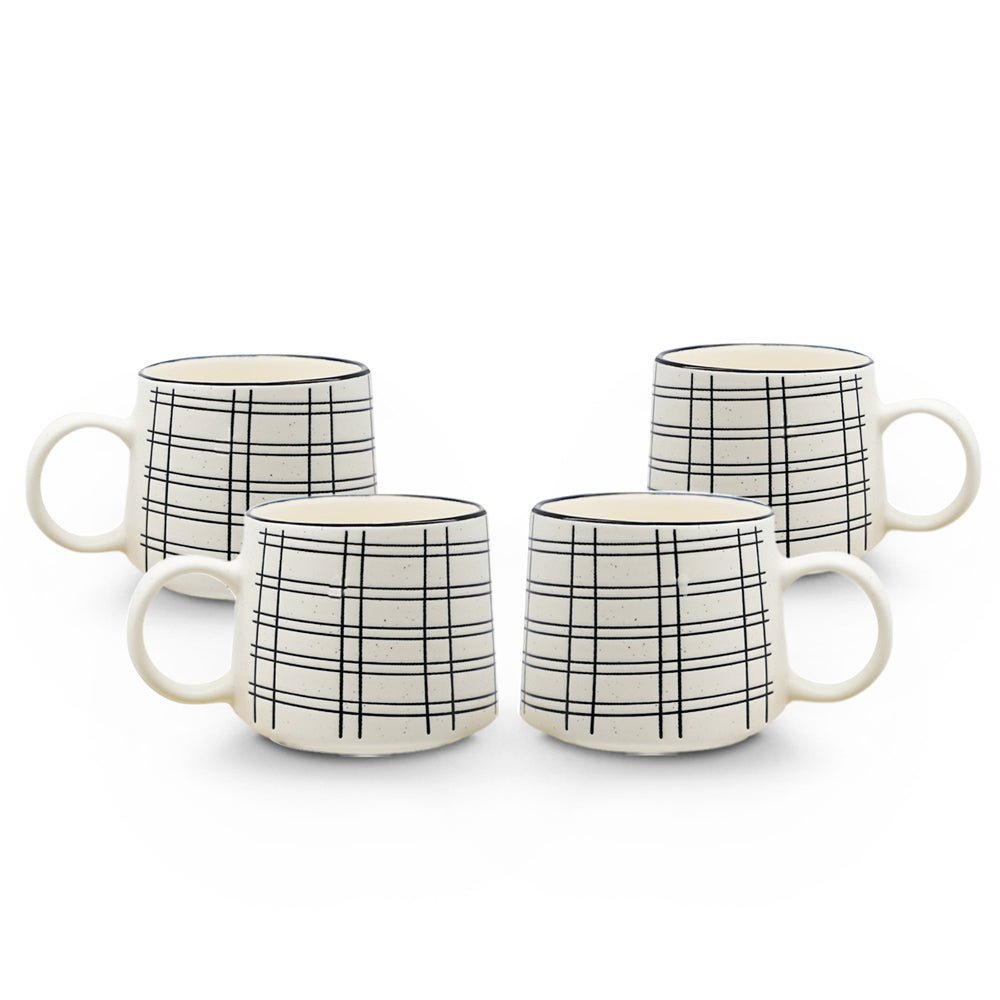 Set de 4 Taza DALMATA DR - SET Chefmaker de Cerámica Grabado 400ml Rayas - Chefmaker.com.mx