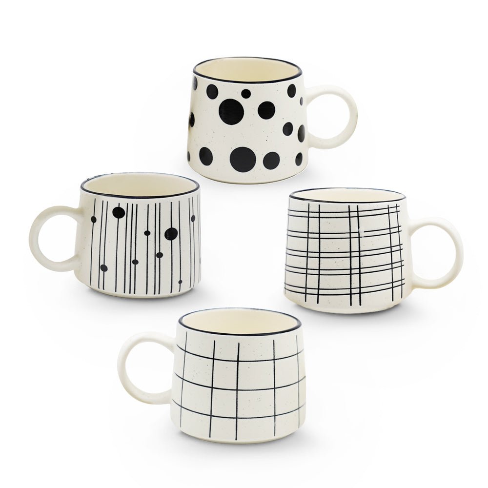 Set de 4 Taza DALMATA SET Chefmaker de Cerámica Grabado 400ml - Chefmaker.com.mx