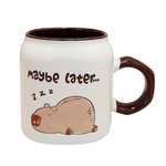 Cargue la imagen en el visor de la galería, Set De 4 Tazas Capibara Lux Chefmaker de Cerámica Grabado 428ml (Maybe) - Chefmaker.com.mx