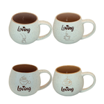 Cargue la imagen en el visor de la galería, Set de 4 Tazas Loving - set Chefmaker De Cerámica Grabado de 500ml - Chefmaker.com.mx