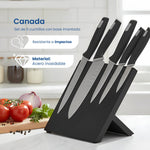 Cargue la imagen en el visor de la galería, Set de 5 Cuchillos Canada Chefmaker Acero Inoxidable Con Base Magnética Cubiertos - Chefmaker.com.mx