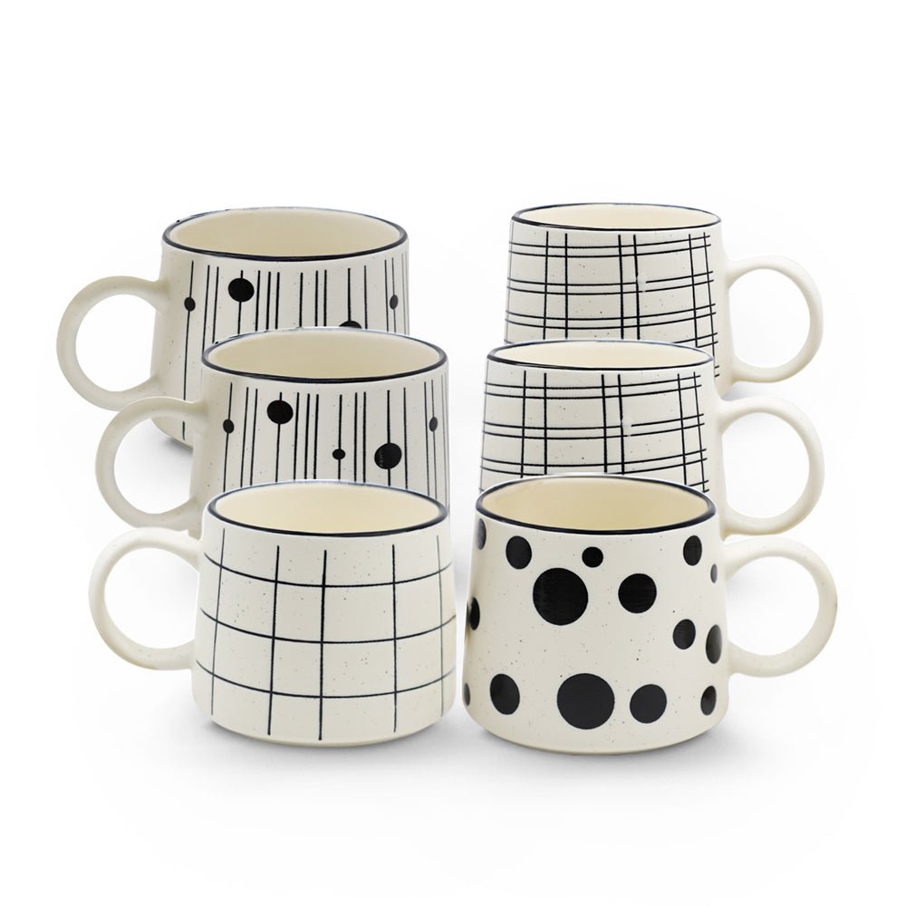 Set de 6 Taza DALMATA SET Chefmaker de Cerámica Grabado 400ml - Chefmaker.com.mx