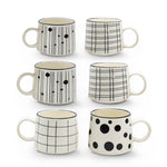 Cargue la imagen en el visor de la galería, Set de 6 Taza DALMATA SET Chefmaker de Cerámica Grabado 400ml - Chefmaker.com.mx
