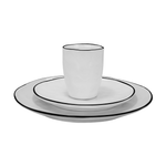 Cargue la imagen en el visor de la galería, Vajilla de Cerámica Brema Chefmaker 12 Piezas para 4 personas Blanco con Filo Negro - Chefmaker.com.mx