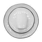 Cargue la imagen en el visor de la galería, Vajilla de Cerámica Brema Chefmaker 12 Piezas para 4 personas Blanco con Filo Negro - Chefmaker.com.mx