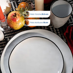 Cargue la imagen en el visor de la galería, Vajilla de Cerámica Brema Chefmaker 12 Piezas para 4 personas Blanco con Filo Negro - Chefmaker.com.mx