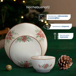 Cargue la imagen en el visor de la galería, Vajilla de Cerámica Nochebuena Chefmaker Navideña 12 Piezas 4 Personas - Chefmaker.com.mx
