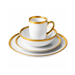 Cargue la imagen en el visor de la galería, Vajilla de Cerámica Rodas W Chefmaker 16 Piezas Para 4 Personas Blanco con borde Dorado - Chefmaker.com.mx
