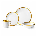 Cargue la imagen en el visor de la galería, Vajilla de Cerámica Rodas W Chefmaker 16 Piezas Para 4 Personas Blanco con borde Dorado - Chefmaker.com.mx