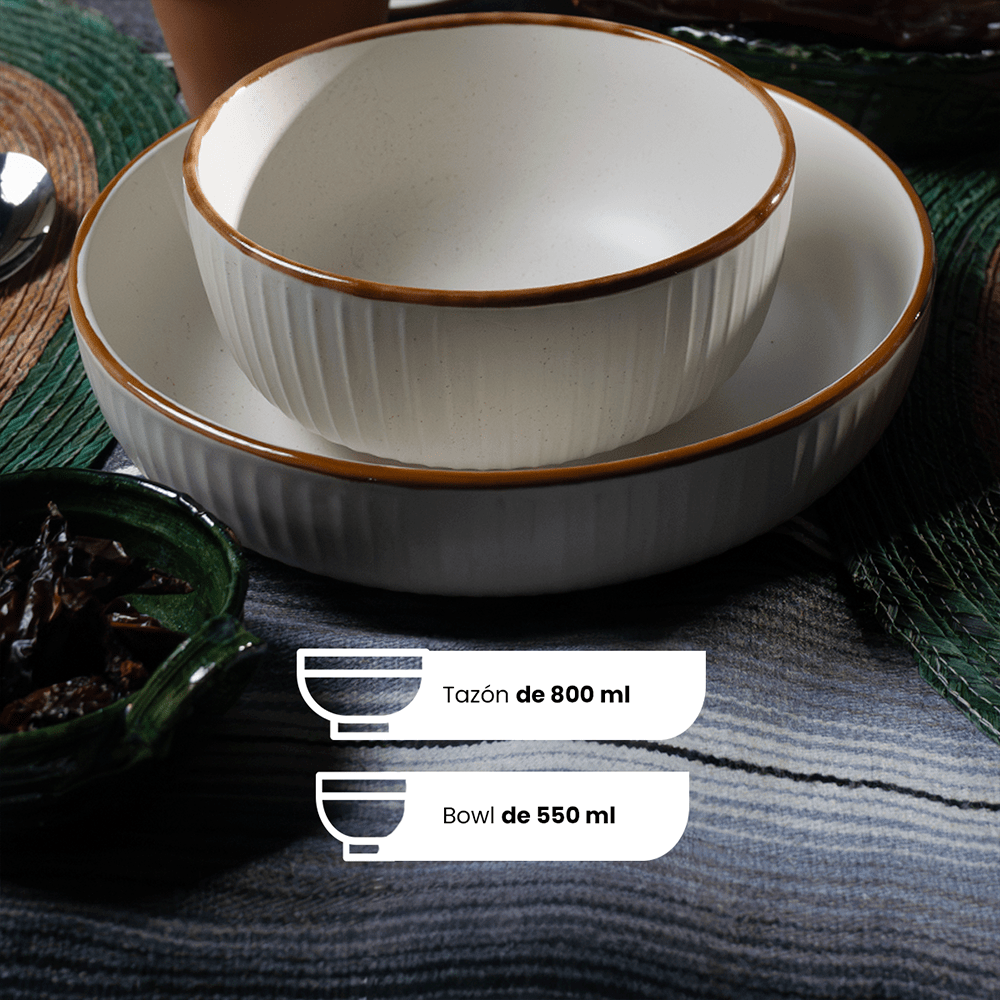 Vajilla de Cerámica Zurich Chefmaker para 4 personas con 20 Pzs - Chefmaker.com.mx