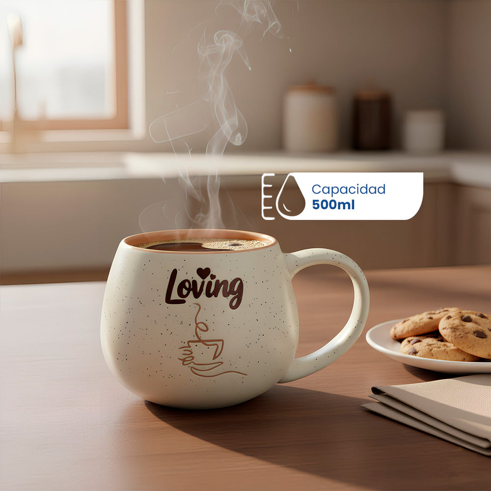 Set de 4 Tazas Loving-set Chefmaker De Cerámica Grabado de 500ml