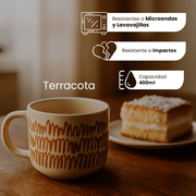 Set de 3 Taza TERRACOTA-SET  Chefmaker de Cerámica Grabado 400ml