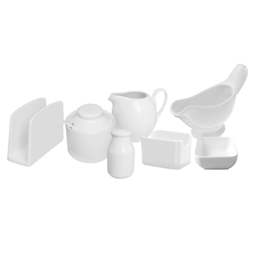 Set Servicio de Mesa Porcelana Blanca Apta para Lavavajillas sin plato de servicio