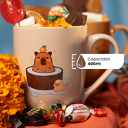 Set De 4 Taza CAPIBARA-SETB Chefmaker de Cerámica Grabado 350ml Beige