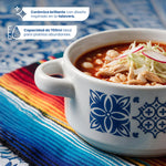 Cargue la imagen en el visor de la galería, Set 4 Pozoleros Chefmaker Mayolica de Cerámica 700 ml Diseño Estilo Talavera Azul y Blanco