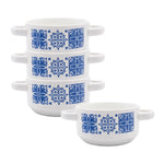 Cargue la imagen en el visor de la galería, Set 4 Pozoleros Chefmaker Mayolica de Cerámica 700 ml Diseño Estilo Talavera Azul y Blanco