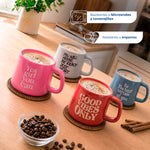 Cargue la imagen en el visor de la galería, Set 4 Tazas de Cerámica Chefmaker PUEBLA 300 ml New Bone con Frases