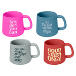 Cargue la imagen en el visor de la galería, Set 4 Tazas de Cerámica Chefmaker PUEBLA 300 ml New Bone con Frases