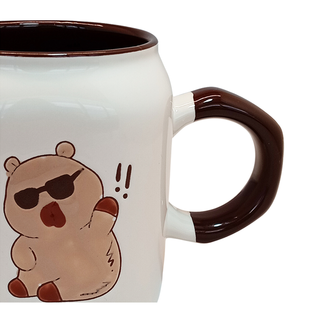 Set De 4 Tazas Capibara Lux Chefmaker de Cerámica Grabado 428ml (Take)