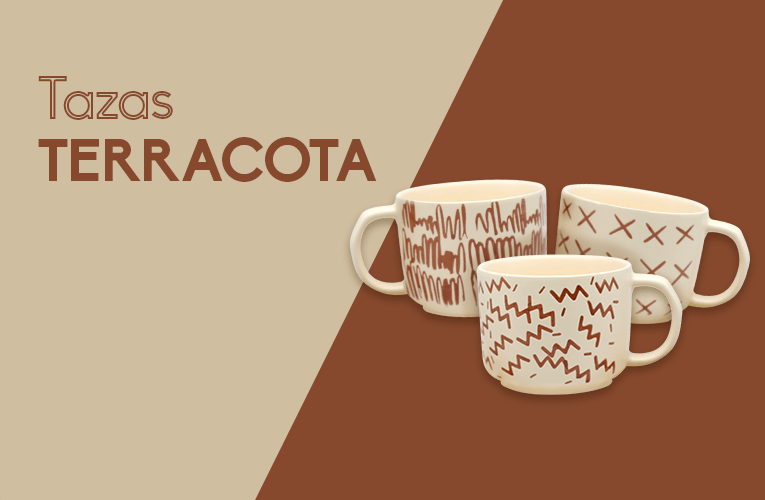 Chefmaker Set Juego de Tazas Terracota de 400ml c/u con grabado - Chefmaker.com.mx