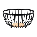 Cargue la imagen en el visor de la galería, Frutero de Metal Francia Chefmaker Cesta Para Frutas Minimalista Acero Inoxidable Con Base de Madera - Chefmaker.com.mx