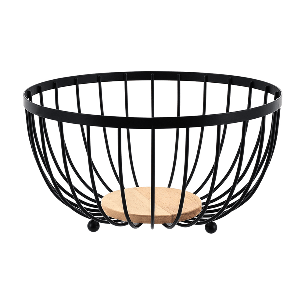 Frutero de Metal Francia Chefmaker Cesta Para Frutas Minimalista Acero Inoxidable Con Base de Madera - Chefmaker.com.mx