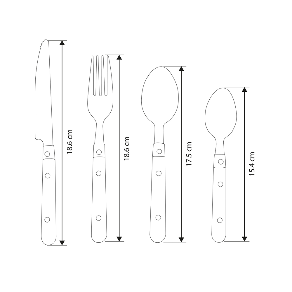 Juego de cubiertos Saori Chefmaker De Acero Inoxidable Con Mango de Plástico Para 4 personas - Chefmaker.com.mx