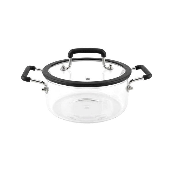 Olla de Vidrio Borosilicato Chefmaker Alba 2.5 L con Tapa – Negro - Chefmaker.com.mx