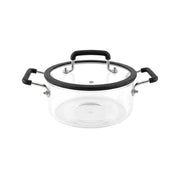 Olla de Vidrio Borosilicato Chefmaker Alba 2.5 L con Tapa – Negro - Chefmaker.com.mx