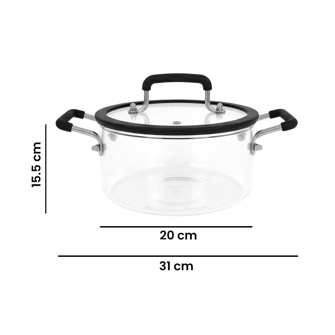 Olla de Vidrio Borosilicato Chefmaker Alba 2.5 L con Tapa – Negro - Chefmaker.com.mx