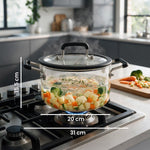 Cargue la imagen en el visor de la galería, Olla de Vidrio Borosilicato Chefmaker Alba 2.5 L con Tapa – Negro - Chefmaker.com.mx