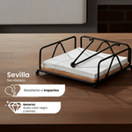 Cargue la imagen en el visor de la galería, Servilletero Para Mesa Sevilla Chefmaker Moderno de Acero con Bambú Para Cocina Porta Servilletas - Chefmaker.com.mx